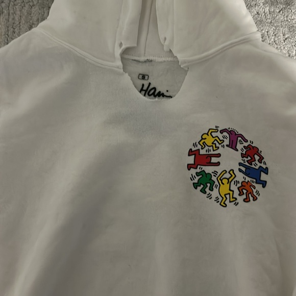 KEITH HARING Unity Circle 2 Graphic Hoodie Sweatshirt White Size Small - Picture 6 of 6